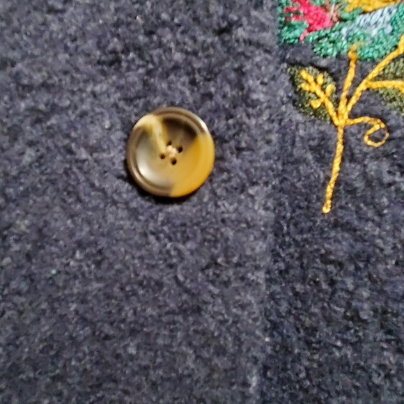 Sundance Wool Blend Embroidered Floral Longline Navy Coat Size XS - Picture 5 of 16